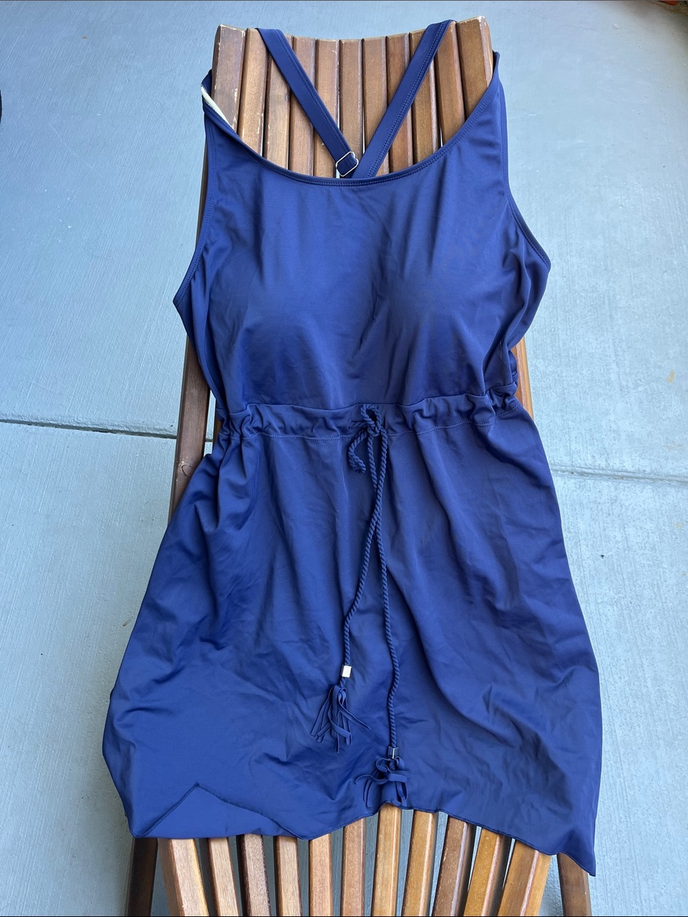New D &Co. 18W Navy Blue Drawstring Swim Dress